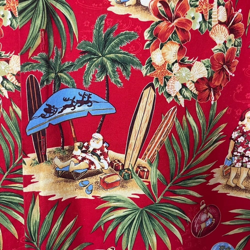 RJC men’s Christmas Hawaiian Santa Aloha made in USA button down short sleeve XL - Picture 2 of 8